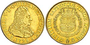 1728. Felipe V. Madrid. JJ. 8 escudos. (AC. ... 