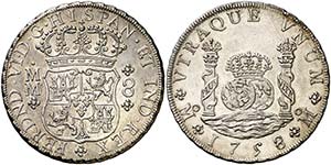 1758. Fernando VI. México. MM. 8 reales. ... 