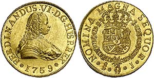 1759. Fernando VI. Santiago. J. 8 escudos. ... 