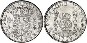 1768. Carlos III. México. MF. 8 reales. ... 
