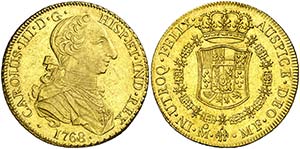 1768. Carlos III. México. MF. 8 escudos. ... 