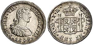 1809. Fernando VII. México. TH. 1/2 real. ... 
