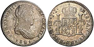 1821. Fernando VII. México. JJ. 1 real. ... 