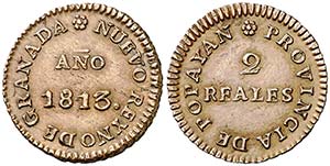 1813. Fernando VII. Popayán. 2 reales. (AC. ... 
