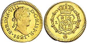 1821. Fernando VII. Lima. JP. 1/2 escudo. ... 