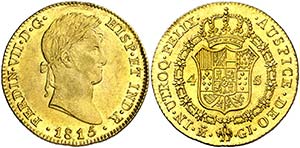 1815. Fernando VII. Madrid. GJ. 4 escudos. ... 