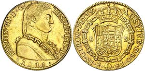 1811. Fernando VII. Santiago. FJ. 8 escudos. ... 