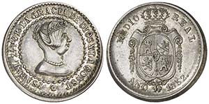 1852. Isabel II. (Barcelona). 1/2 real. (AC. ... 