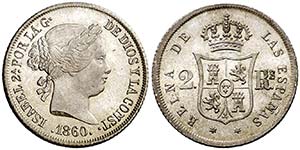 1860. Isabel II. Madrid. 2 reales. (AC. ... 