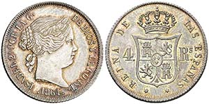 1864. Isabel II. Madrid. 4 reales. (AC. ... 