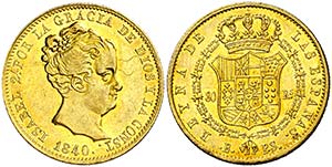 1840. Isabel II. Barcelona. PS. 80 reales. ... 