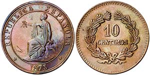 1873. I República. Barcelona. 10 céntimos. ... 