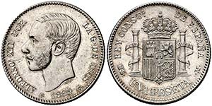 1885*1886. Alfonso XII. MSM. 1 pesetas. (AC. ... 