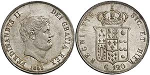 1855. Italia. Fernando II de Dos Sicilias. ... 