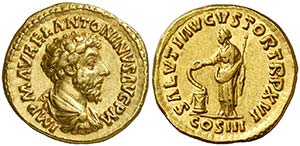 (161-162 d.C.). Marco Aurelio. Áureo. ... 