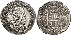 1594. Felipe II. Milán. 1 escudo. (Vti. 57) ... 