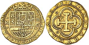 1591. Felipe II. M (Madrid). C. 4 escudos. ... 