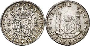 1733. Felipe V. México. F. 8 reales. (AC. ... 