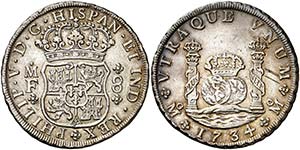 1734. Felipe V. México. MF. 8 reales. (AC. ... 