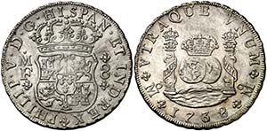 1738. Felipe V. México. MF. 8 reales. (AC. ... 