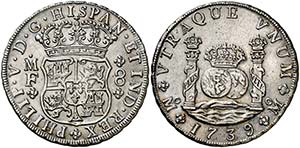1739. Felipe V. México. MF. 8 reales. (AC. ... 