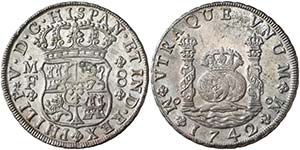 1742. Felipe V. México. MF. 8 reales. (AC. ... 