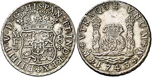 1743. Felipe V. México. MF. 8 reales. (AC. ... 