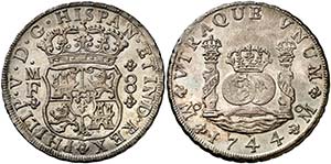 1744. Felipe V. México. MF. 8 reales. (AC. ... 