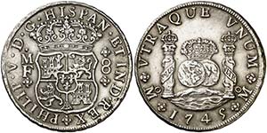 1745. Felipe V. México. MF. 8 reales. (AC. ... 