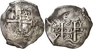 1701. Felipe V. Potosí. Y. 8 reales. (AC. ... 