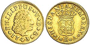 1743. Felipe V. Madrid. JA. 1/2 escudo. (AC. ... 