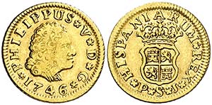 1746. Felipe V. Sevilla. PJ. 1/2 escudo. ... 