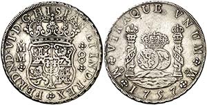 1757. Fernando VI. México. MM. 8 reales. ... 