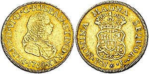 1759. Fernando VI. Popayán. J. 2 escudos. ... 