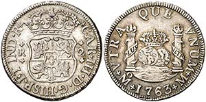 1763. Carlos III. México. M. 2 reales. (AC. ... 