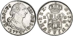 1774. Carlos III. Sevilla. CF. 2 reales. ... 