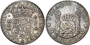 1763/2. Carlos III. México. MM. 8 reales. ... 