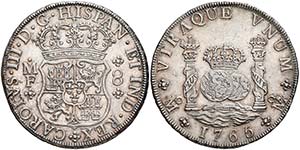 1765. Carlos III. México. MF. 8 reales. ... 