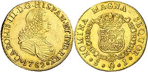 1762. Carlos III. Santiago. J. 8 escudos. ... 