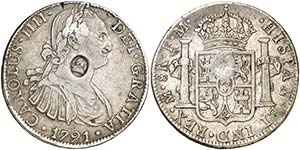 1791. Carlos IV. México. FM. 8 reales. (Kr. ... 