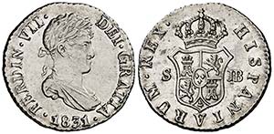 1831. Fernando VII. Sevilla. JB. 1/2 real. ... 