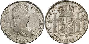 1821. Fernando VII. Potosí. PJ. 8 reales. ... 