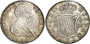 1809. Fernando VII. Sevilla. CN. 8 reales. ... 