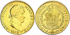 1813. Fernando VII. Cádiz. CJ. 2 escudos. ... 