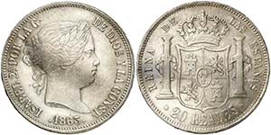 1863. Isabel II. Barcelona. 20 reales. (AC. ... 