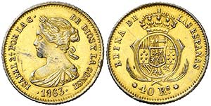 1863. Isabel II. Sevilla. 40 reales. ... 