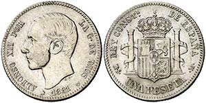 1881*--81. Alfonso XII. MSM. 1 peseta. (AC. ... 