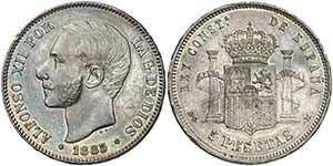 1885*1886. Alfonso XII. MSM. 5 pesetas. (AC. ... 