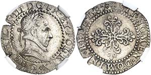 1587. Francia. Enrique III. G (Potiers). 1/2 ... 