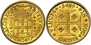 1689. Portugal. Pedro II. Lisboa. 1 moeda ... 